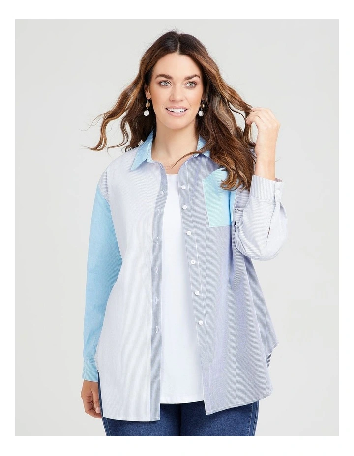 Cotton Stripe Boyfriend Shirt Stripe