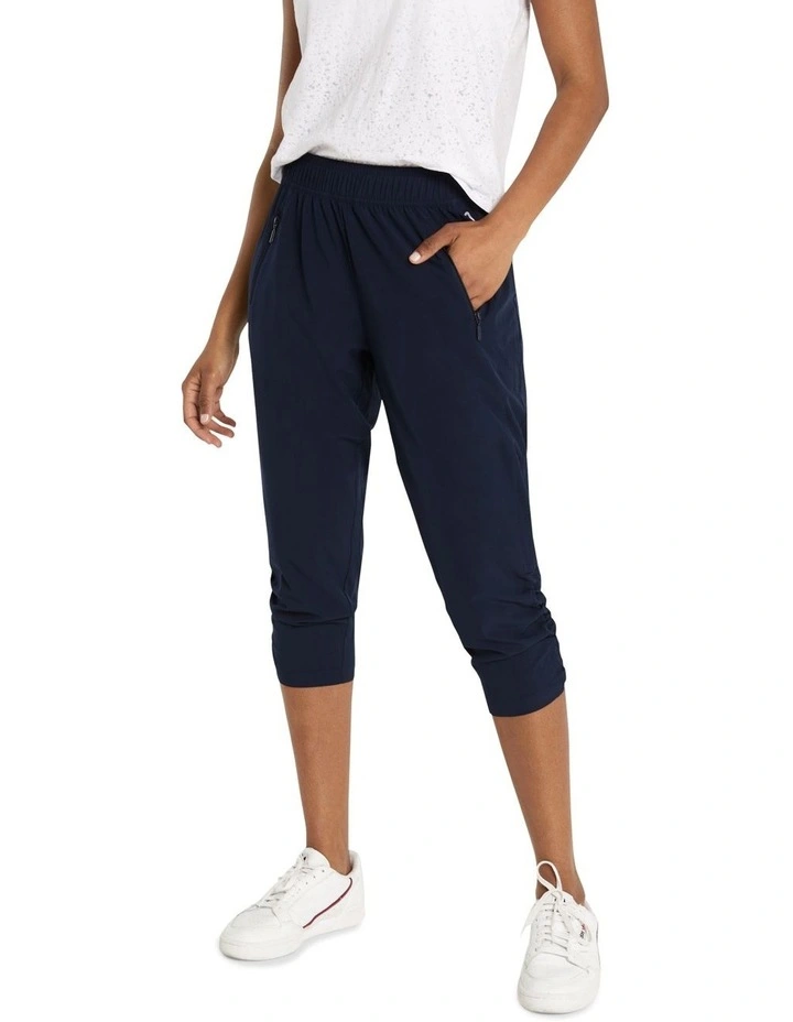 Rouched 3/4 Pants in Navy