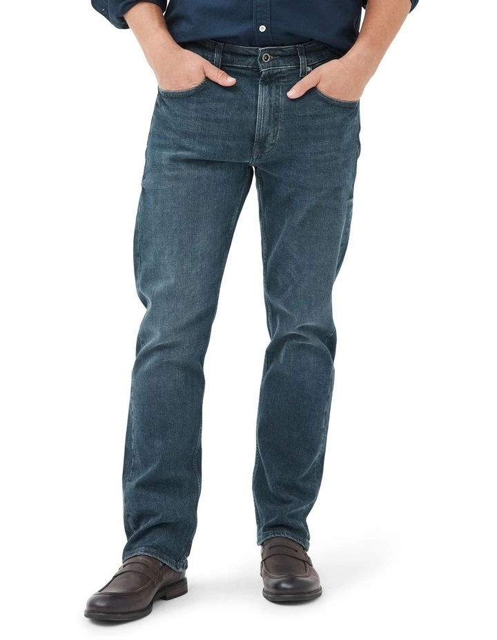 Winton Relaxed Fit Italian Denim Short Leg in Mid Blue