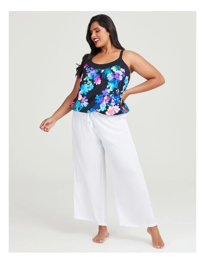 Lace Trim Pull On Pant in White