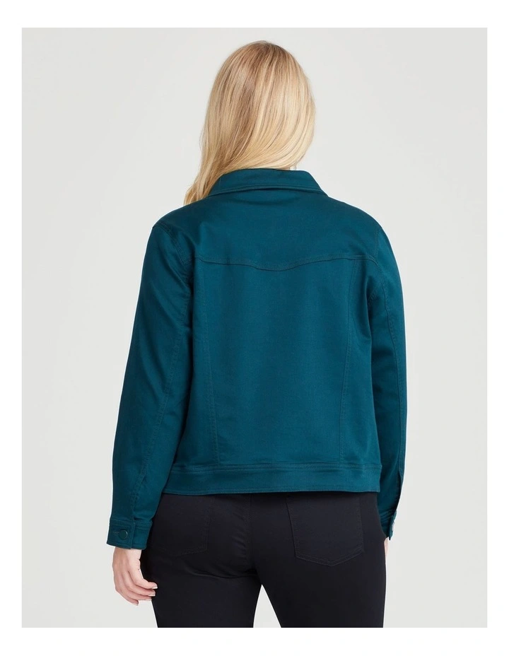 Coloured Classic Denim Jacket in Evergreen
