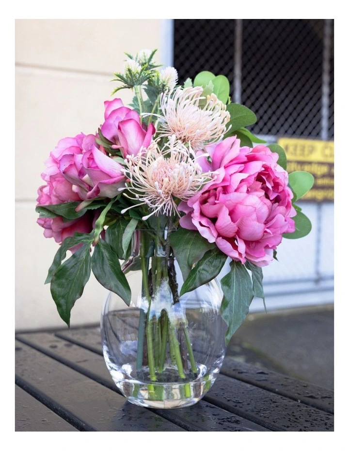 36cm Peony and Rose Mixed Arrangement in Multi