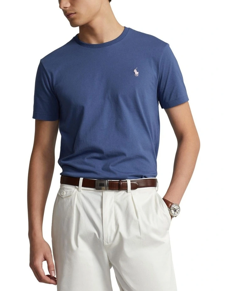 Custom Slim Fit Jersey Crewneck T-shirt in Navy