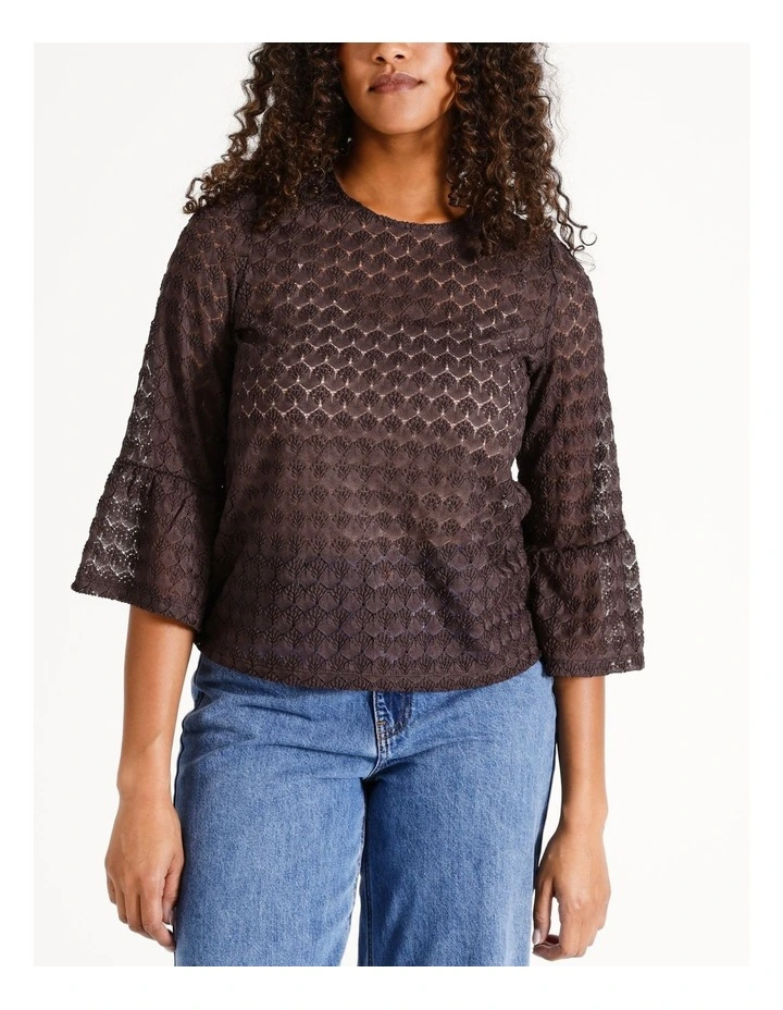 Becca Flared Lace Top in Raisin