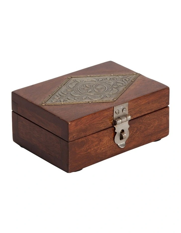 Handcrafted Moroccan Trinket Box in Walnut