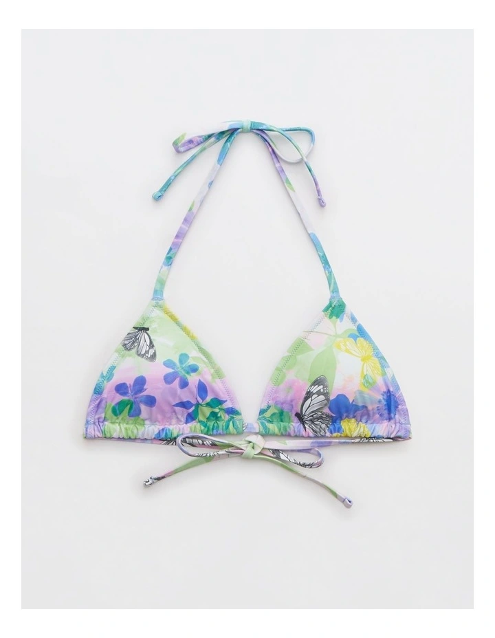 String Triangle Bikini Top in Blue Lion