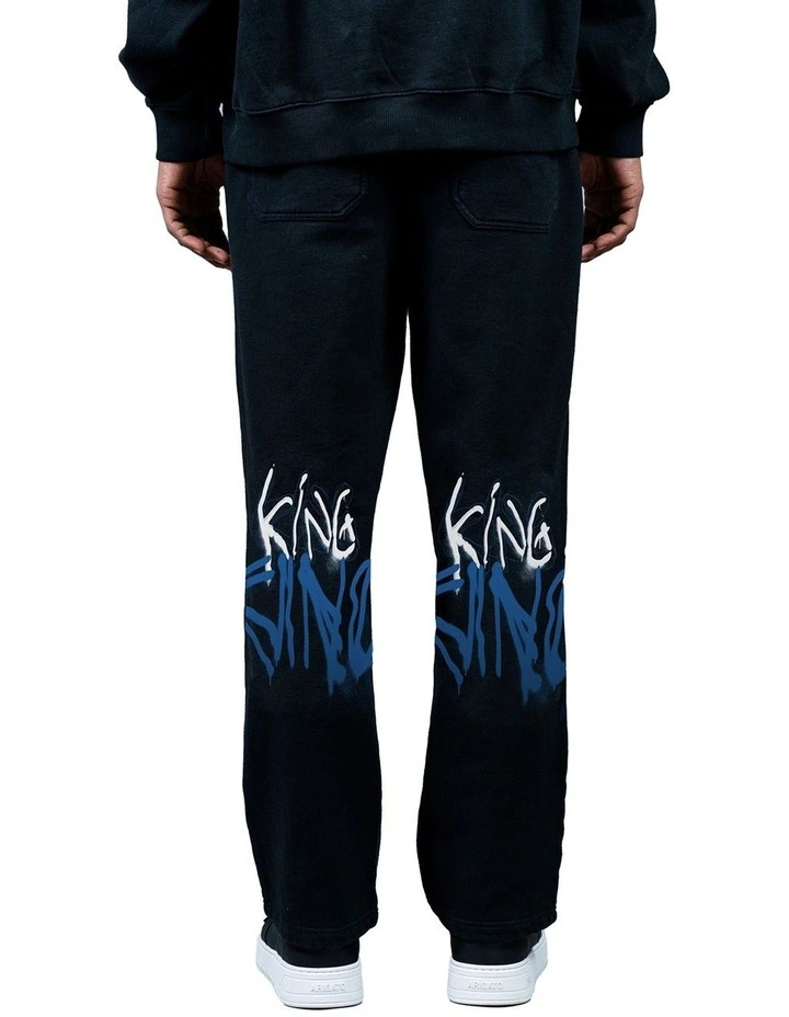 Displaced Open-Hem Sweatpants in Onyx Black