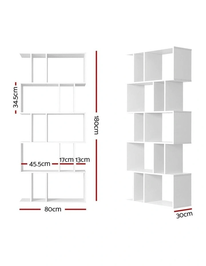 5 Tier Bookshelf White