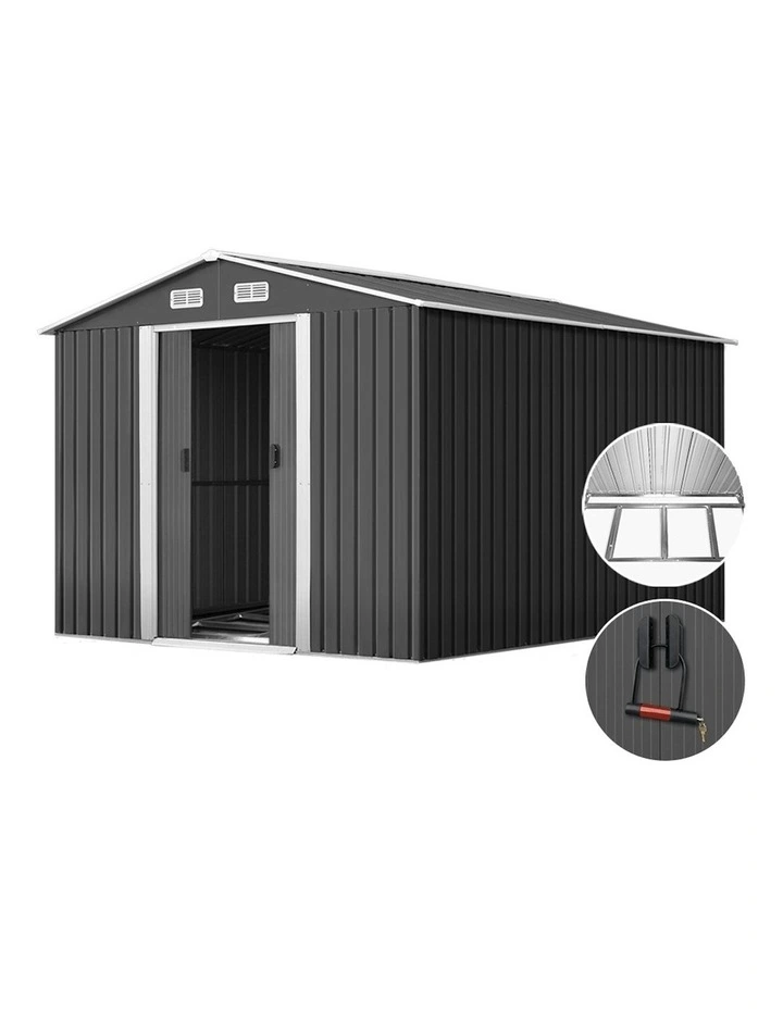 Garden Shed with Metal 2.6x3.9m in Black