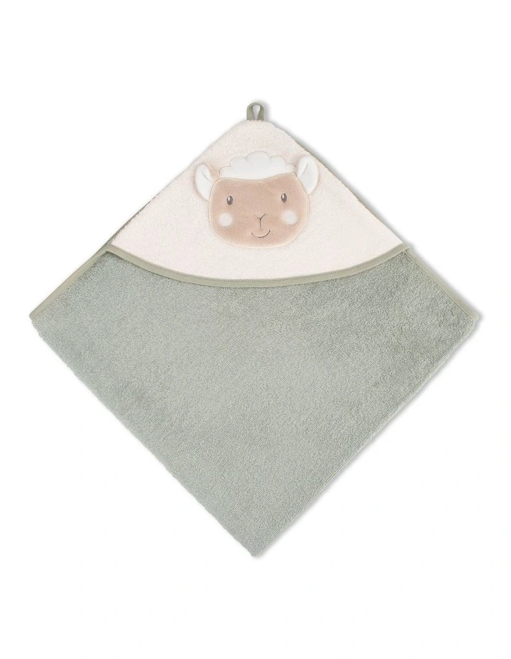 Character Farmyard Lamb Hooded Towel in Green