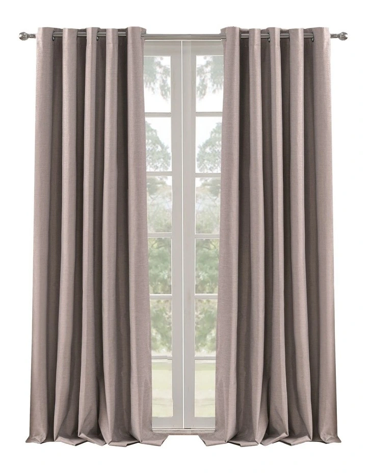 Blockout Eyelet Curtain Pair in Cinnamon