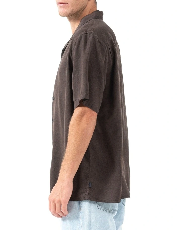 Hemp Minimal Bowling Shirt in Postal Brown