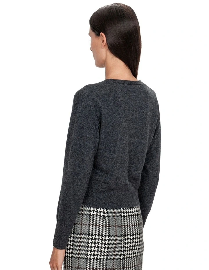 Cashmere Merino Blend Cardigan in Charcoal Melange