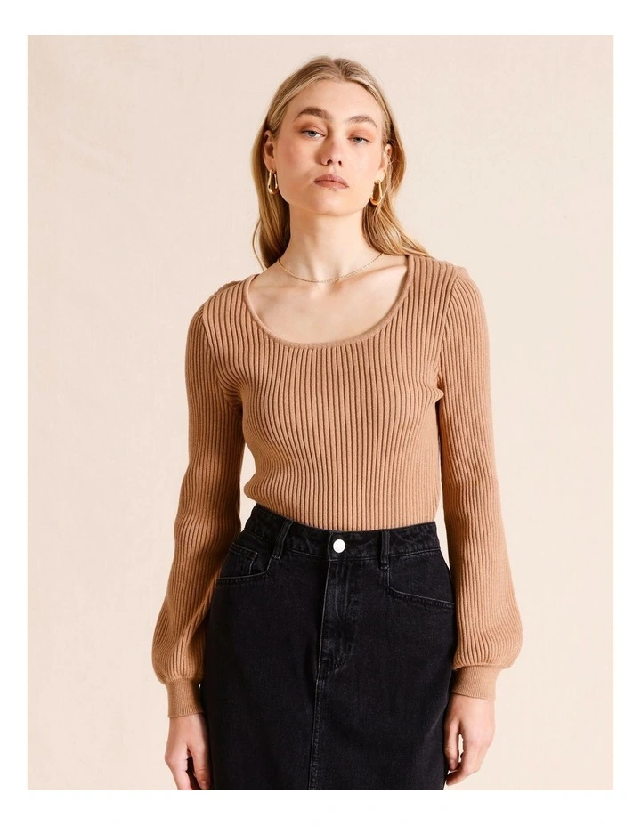Rib Knit Top in Tan