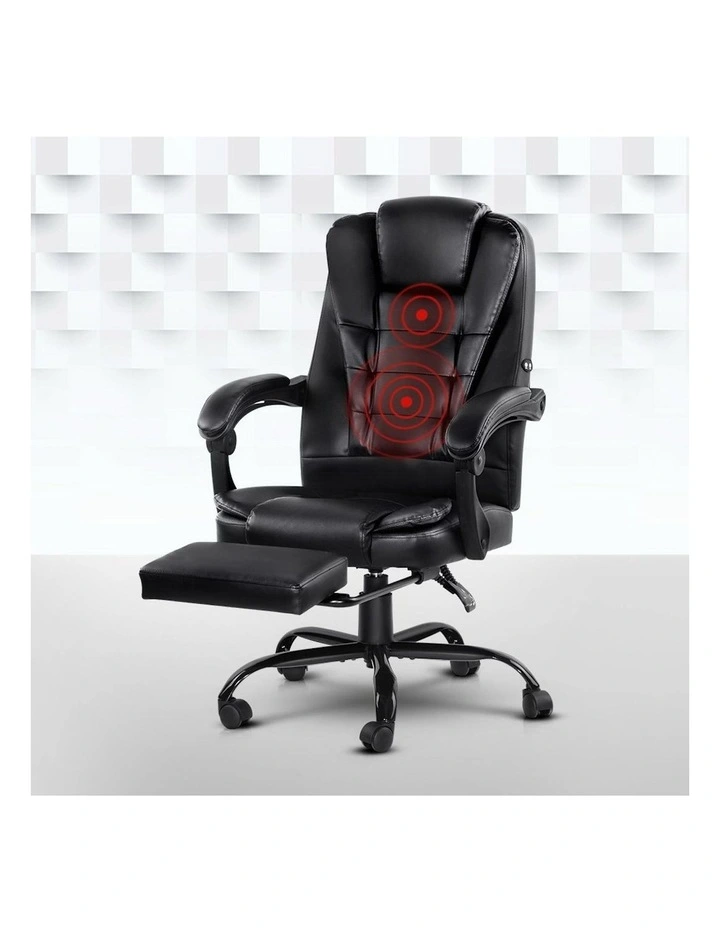 PU Leather 2 Point Massage Office Chair in Black
