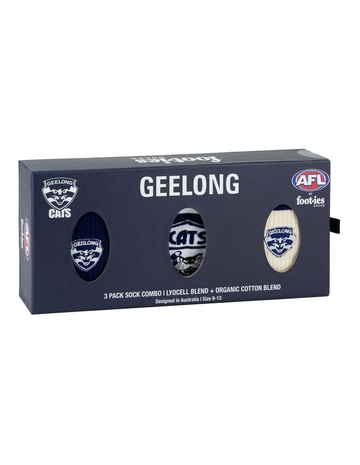Geelong Cats Combo Socks Gift Box 3 Pack in Assorted