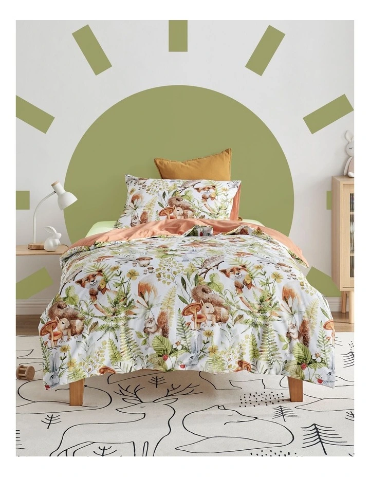 Furry Buddies Quilt Cover Set in White