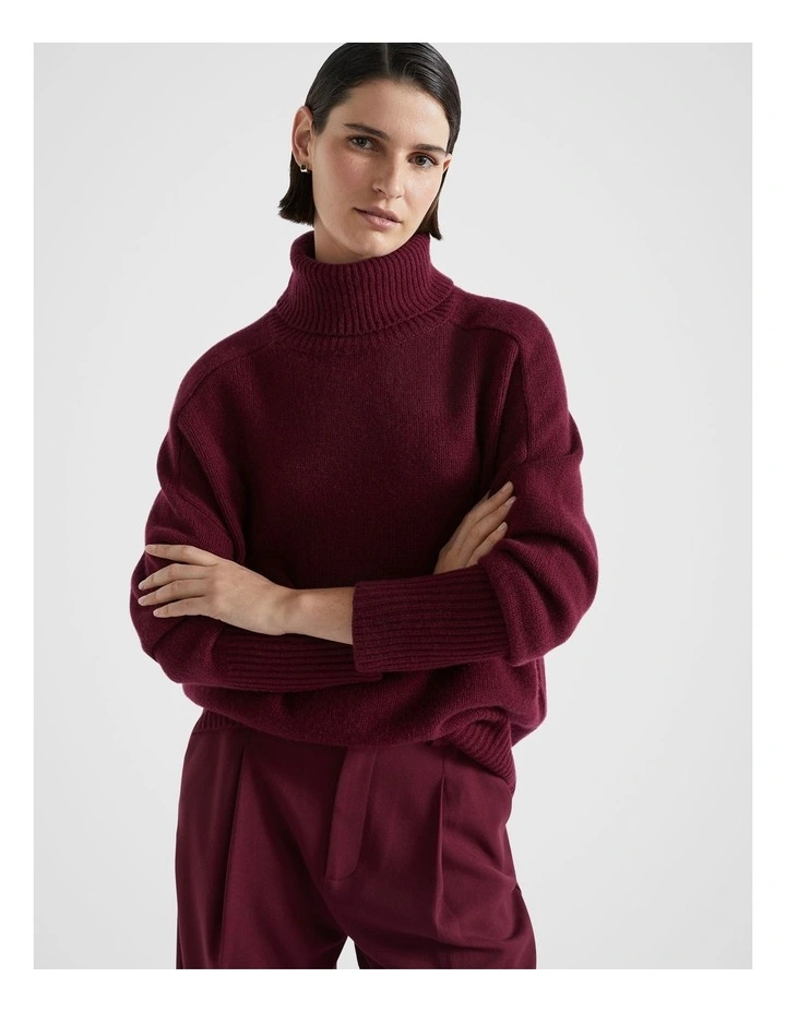 Merino Wool Roll Neck in Boysenberry