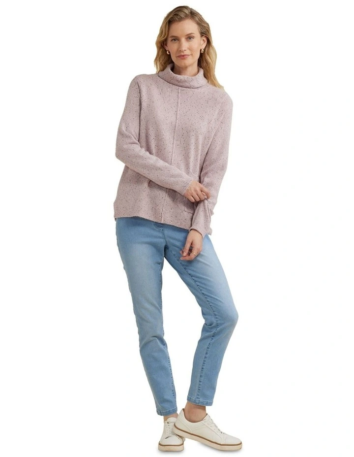 Drape Neck Jumper in Dusty Pink