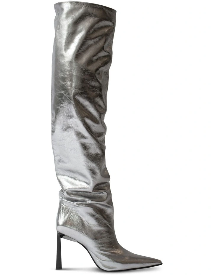 Octavia I Knee High Boots in Silver