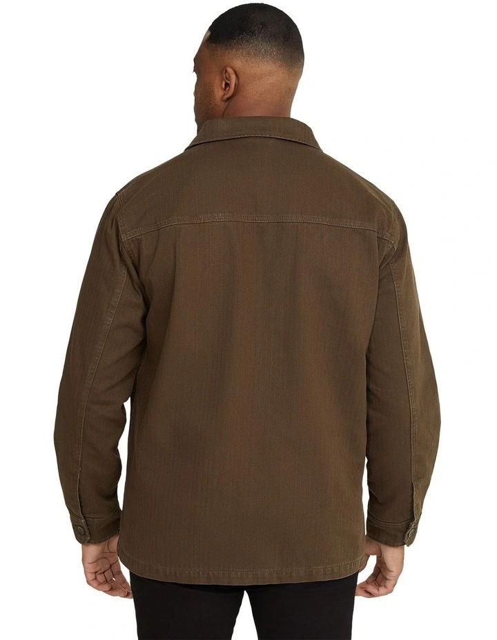 Owen Herringbone Shacket in Khaki