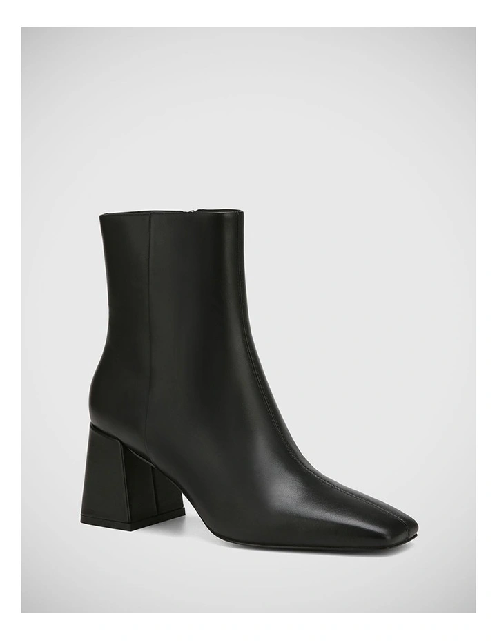 Nadia Leather Ankle Boot in Black