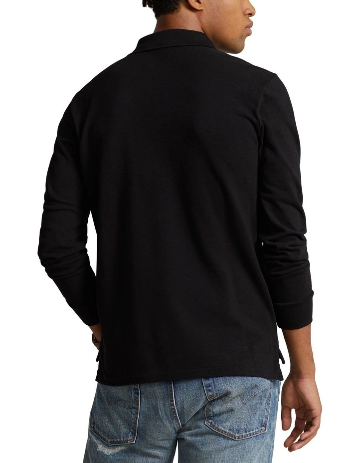 Custom Slim Fit Bear Polo Shirt in Black