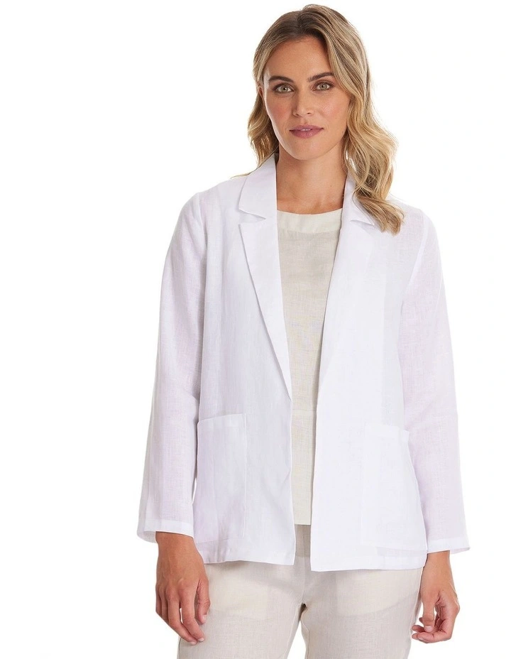 Relaxed Linen Blazer in White