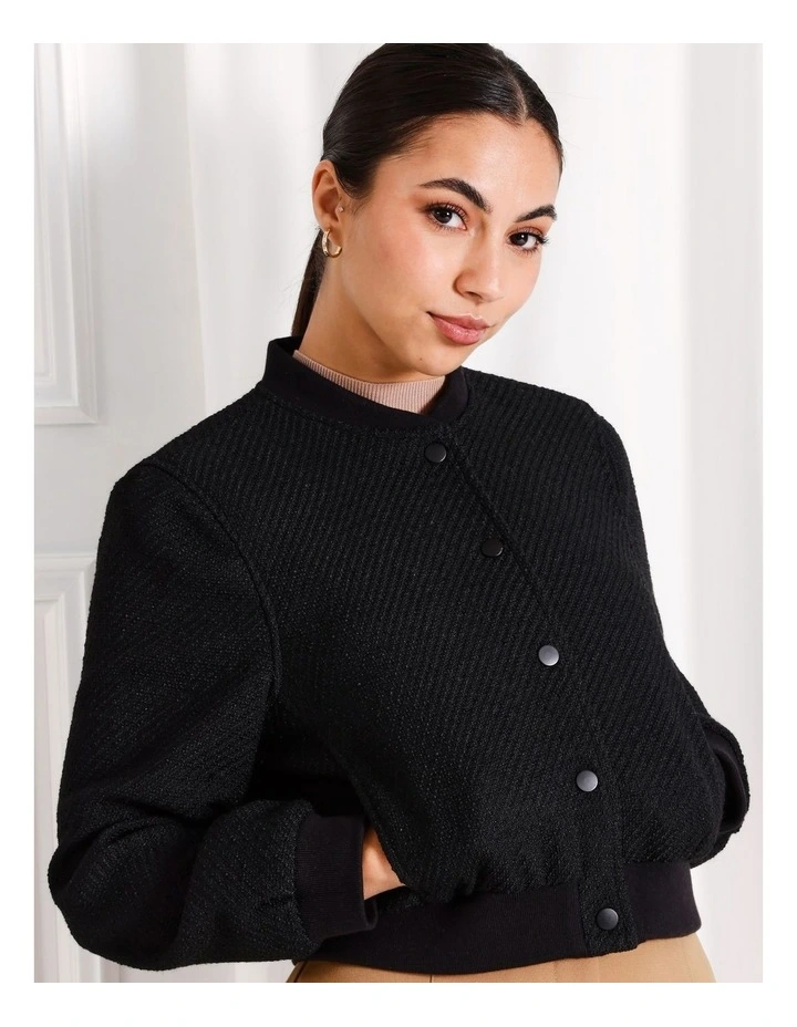 Boucle Bomber Jacket in Black