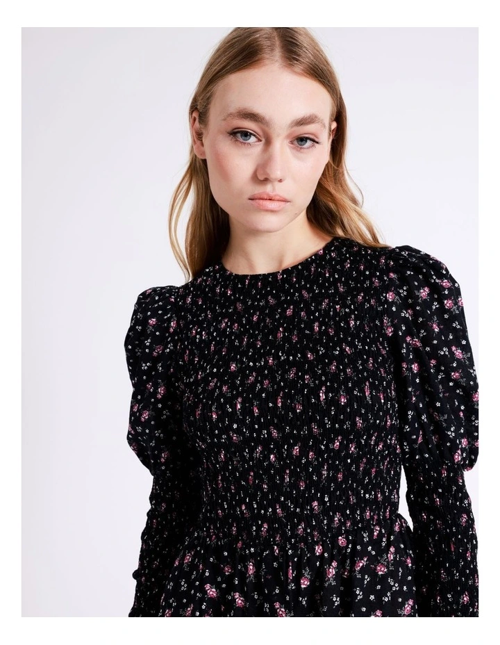 Organic Blend Shirred Bodice Skater Mini Dress in Assorted