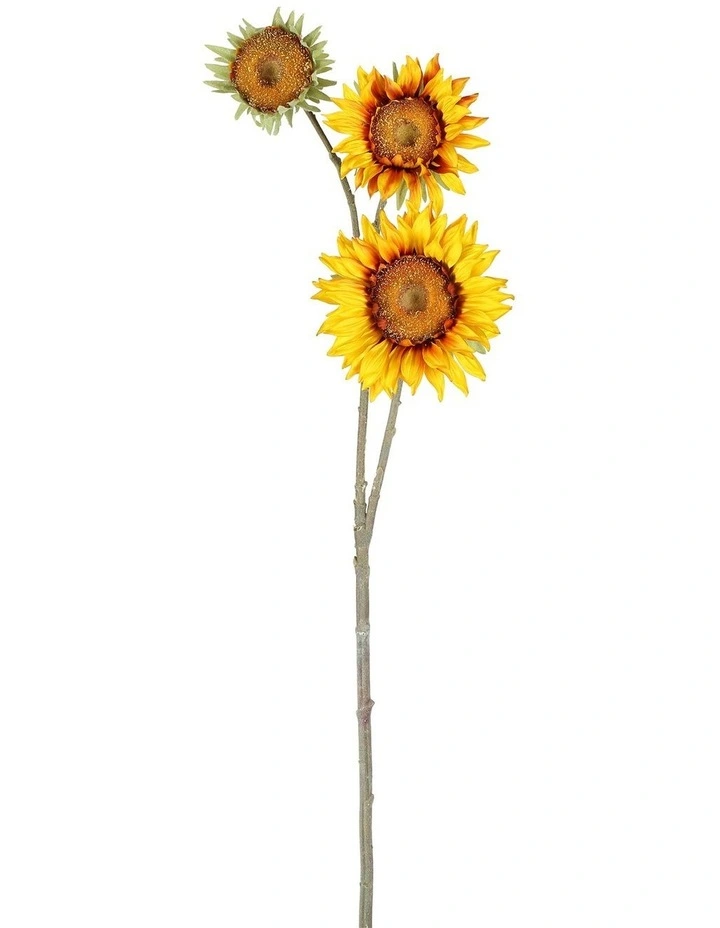Sunflower Spray 87cm in Yellow Brown
