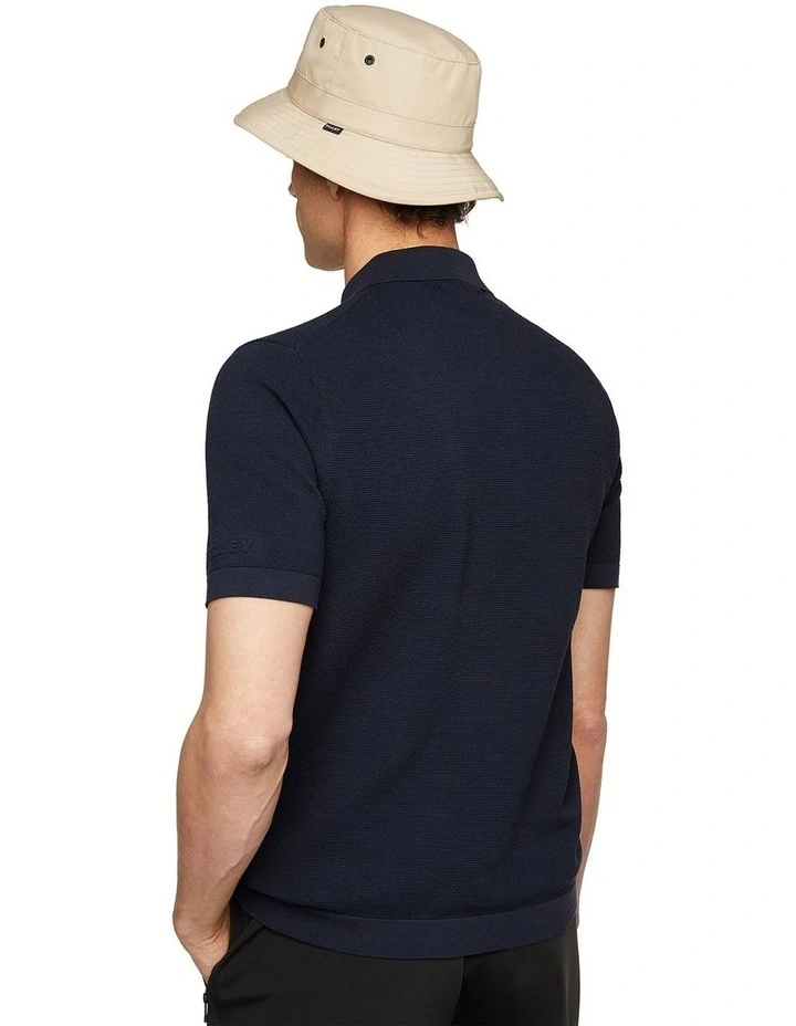 Pique Polo Sweater in Navy