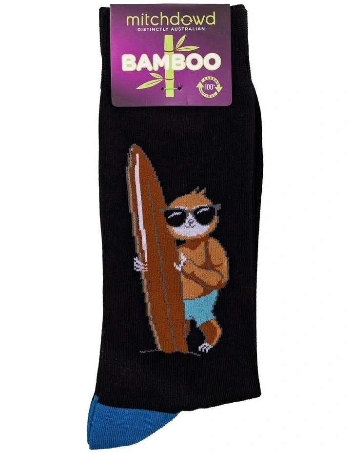 Bamboo Surf Sloth Socks in Black