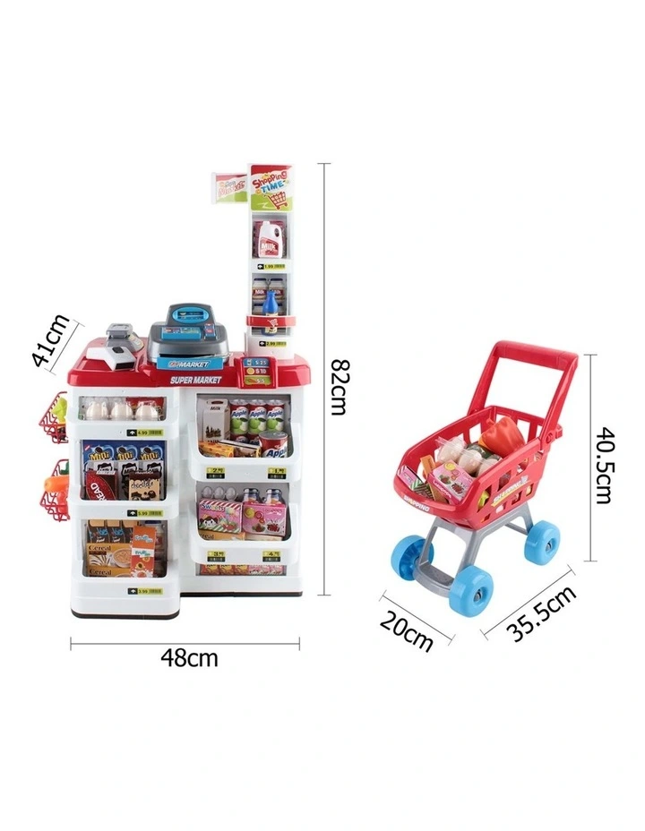 Kids Pretend Role Play Supermarket 24 Piece Playset Cash Register Trolley