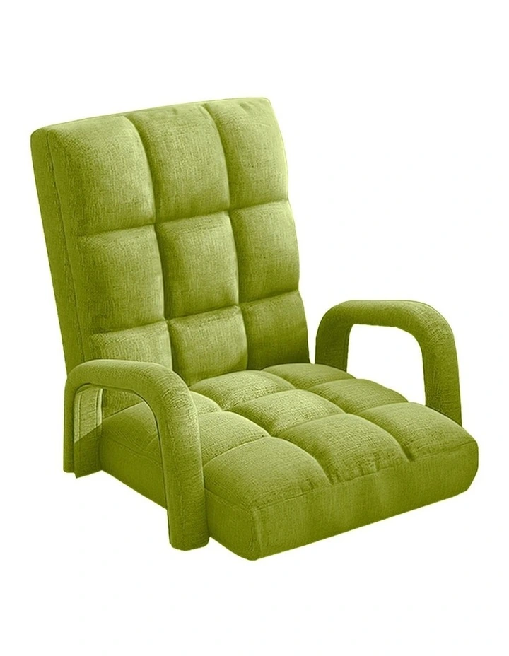 Foldable Floor Lounge Recliner Chair With Armrest in Yellow Green