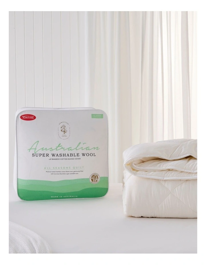 Homestead Australian Super Wash Wool With Bamboo Quilt White