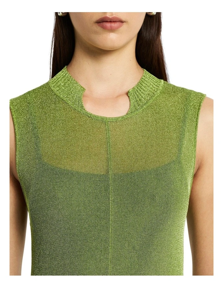 Knit Dress in Metallic Lime