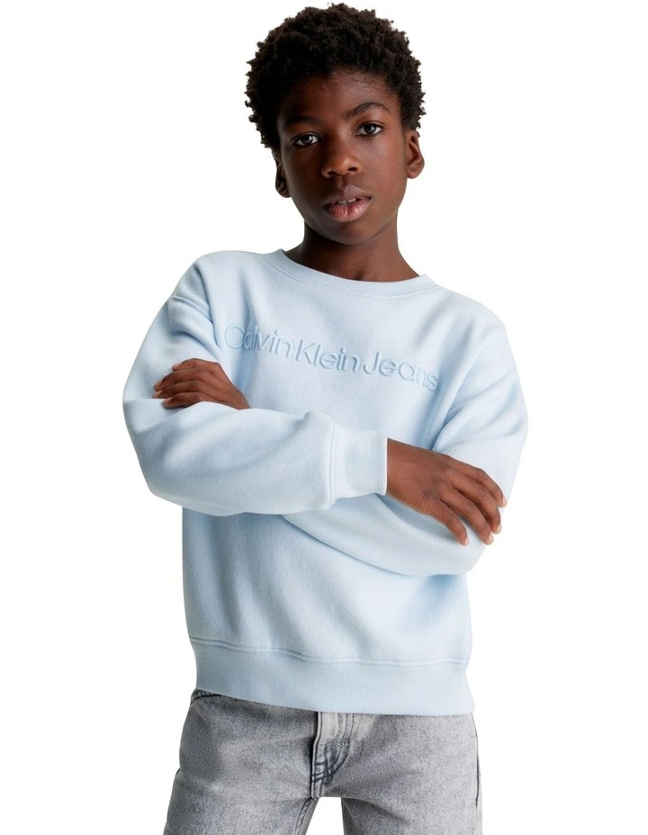 Raised Institutional Logo Cotton Fleece in Blue