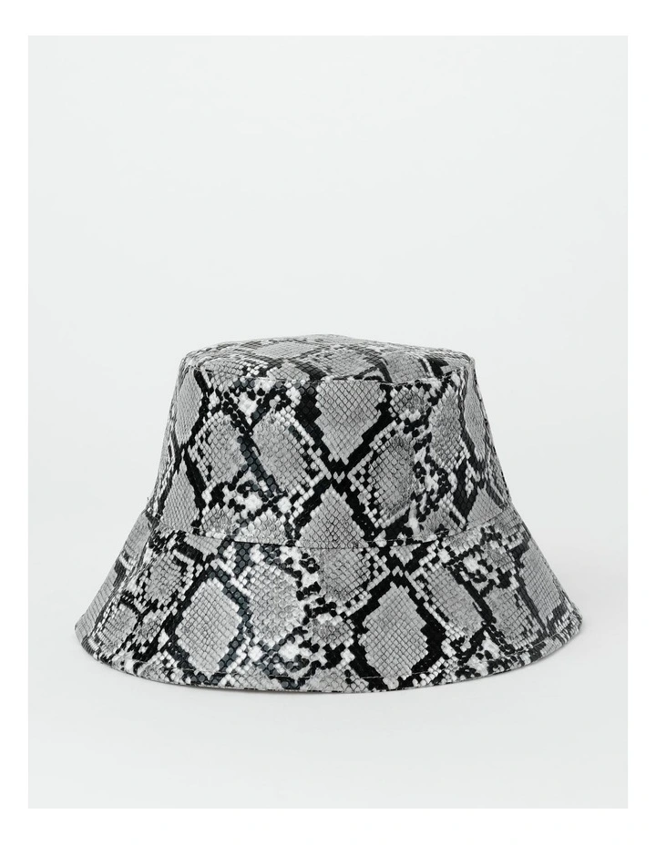 Snake Print Bucket Hat in Grey