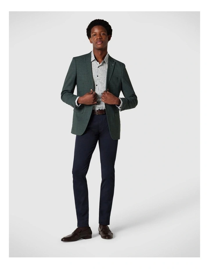 Slim Stretch Textured Tailored Blazer in Forest Green