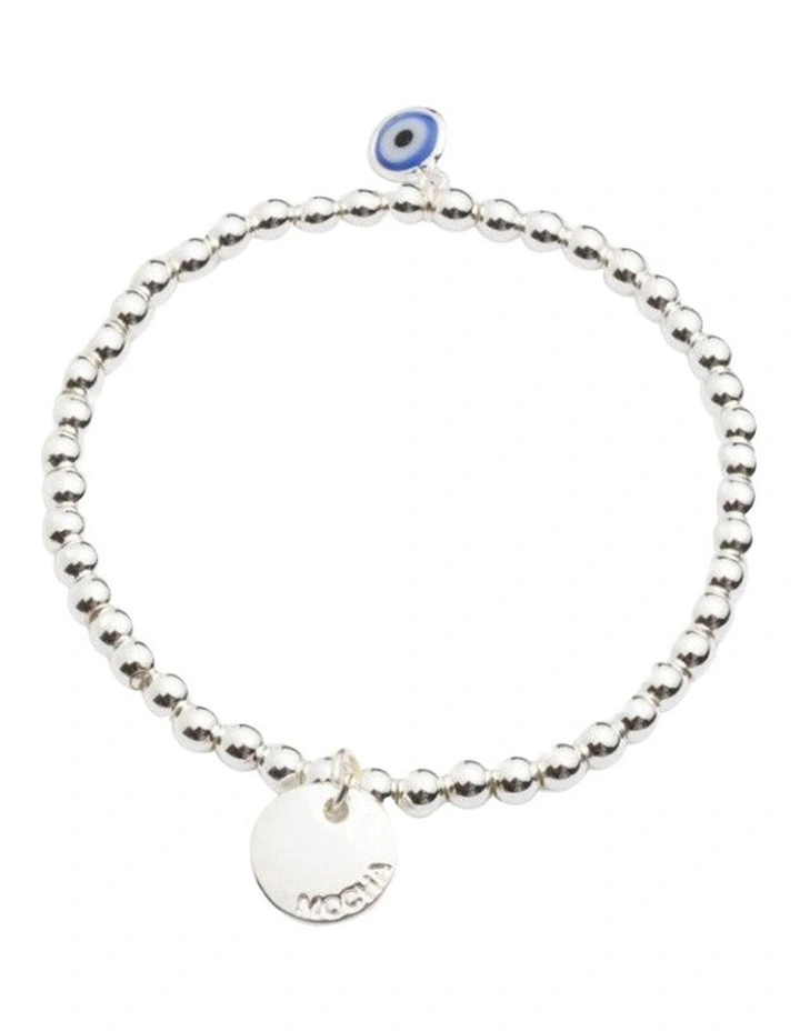 Isadora Stretchy Evil Eye Bracelet in Silver