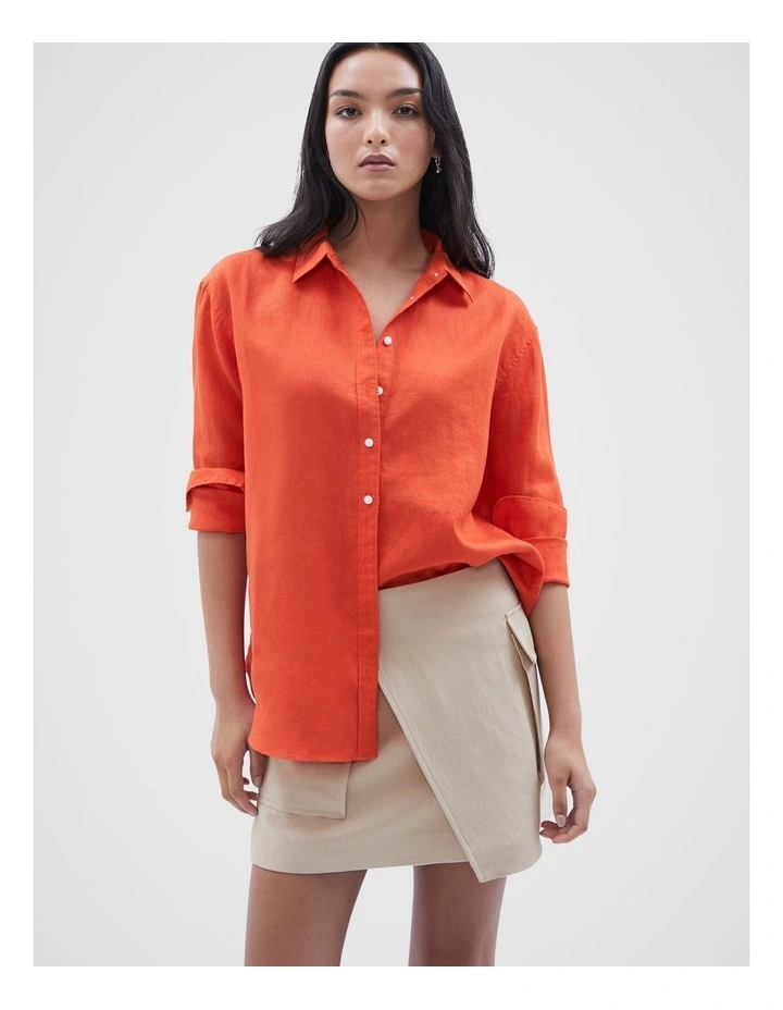 The Classic Linen Shirt in Orange