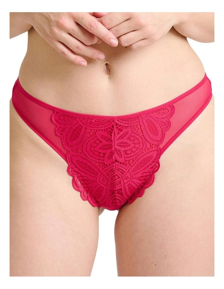 Attirance Low Rise Mesh & Lace Thong in Jester Red