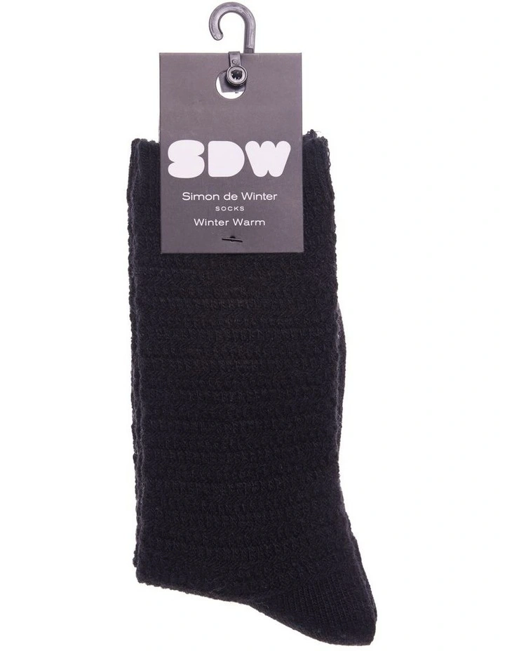 Winter Warm Textured Geo Crew Socks 1 Pair in Black/Blush