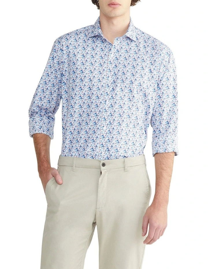 Classic Floral Print Long Sleeve Shirt in Pink