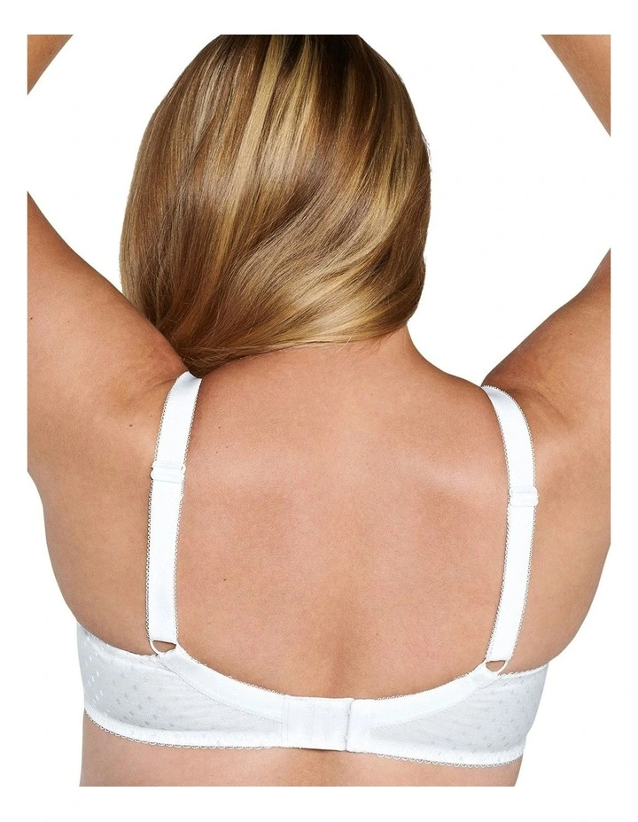 Wirefree Soft Jacquard Cotton Bra in White