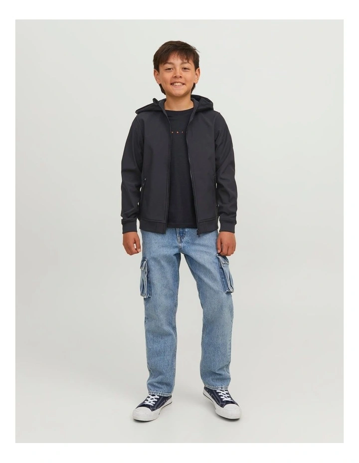 Basic Softshell Hooded Jacket in Black
