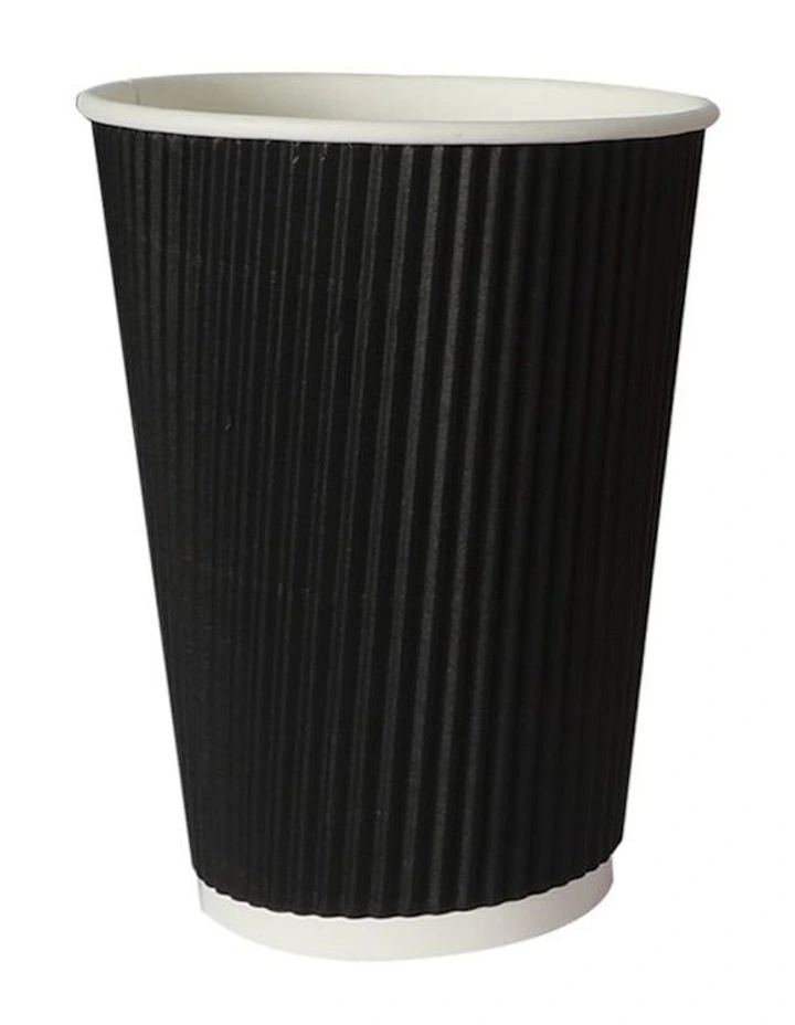 Disposable Takeaway Coffee Cups with Lids 12oz x50 in Black