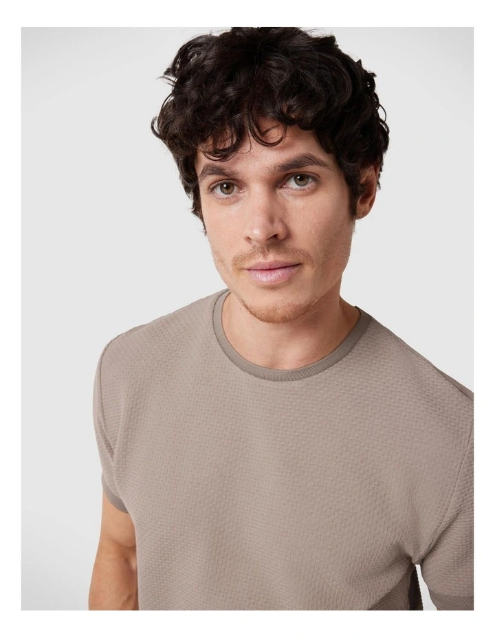 Jacquard Texture Tee in Almond