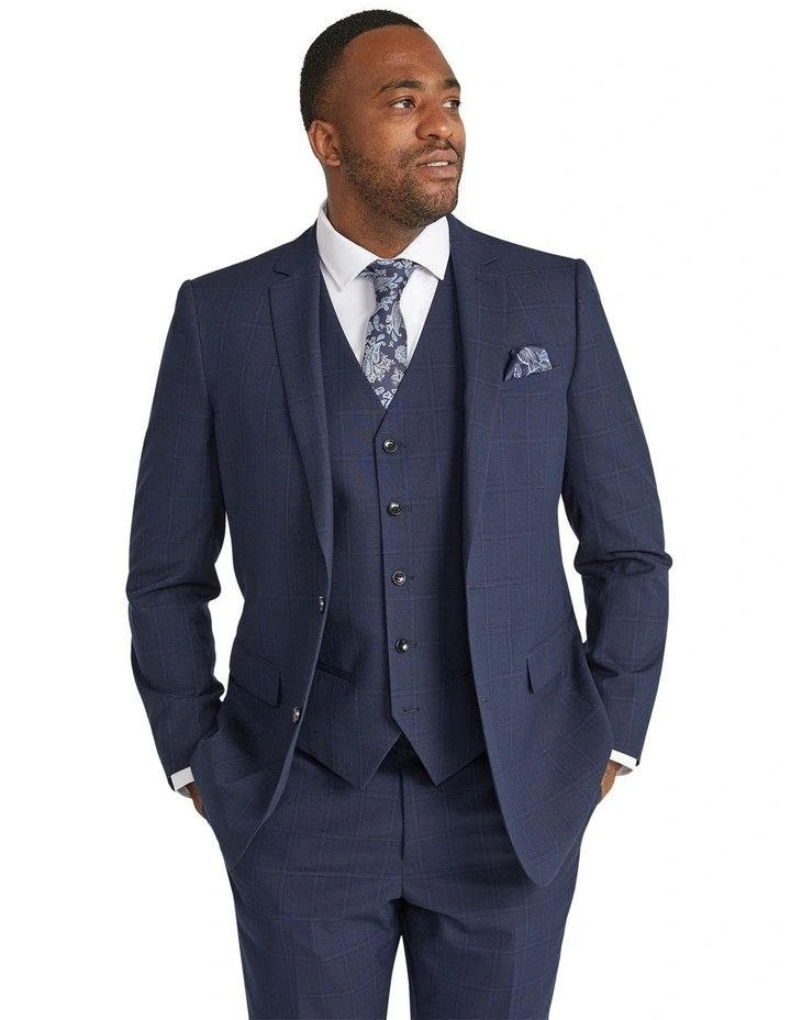 Damon Check Suit Jacket in Blue